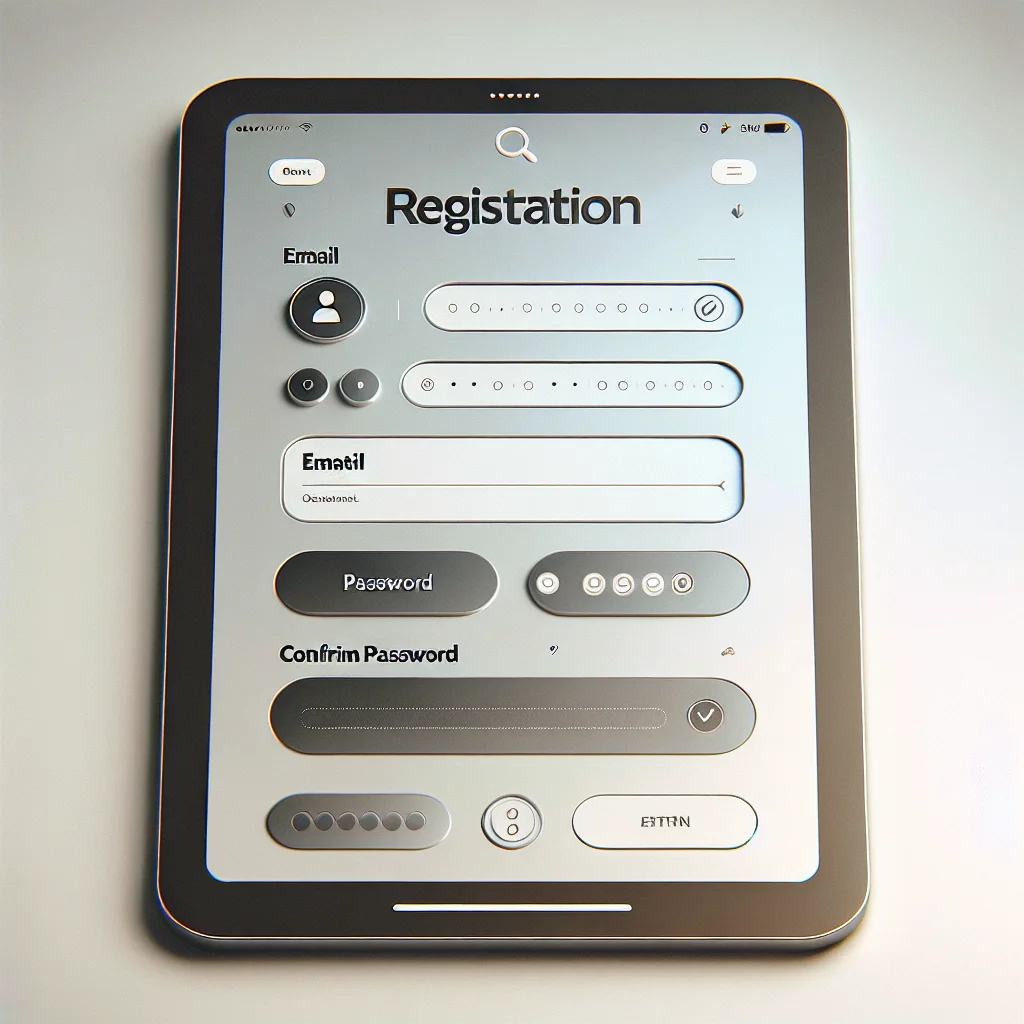 Interface do registro de conta